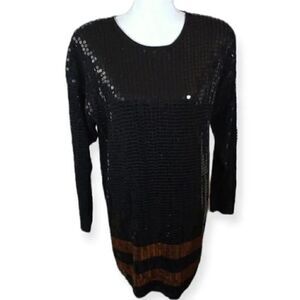 DANA BROOKE BLACK & COPPER SEQUIN DRESS SZ.M GUC